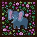 Cute Childish Elephant Vector Illustration